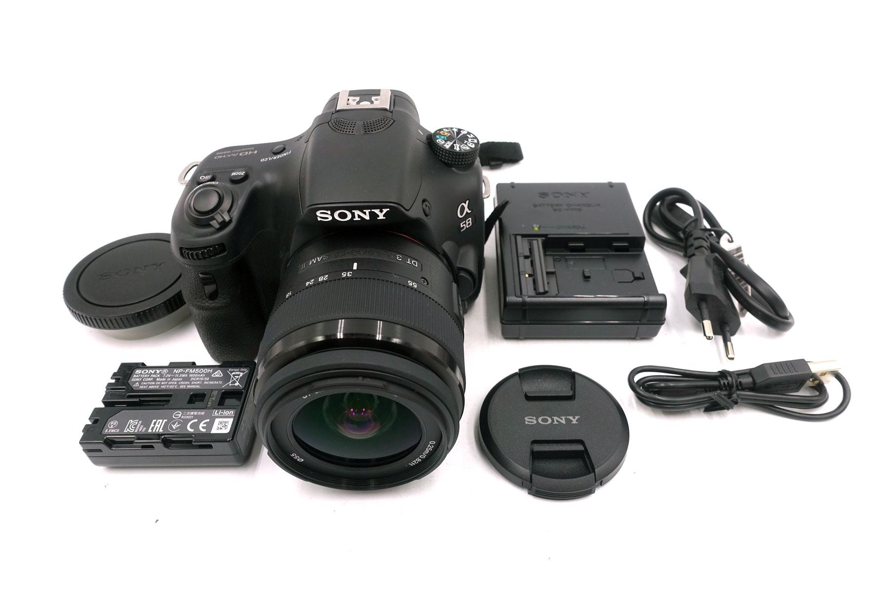 Sony Alpha 58 + DT 18-55mm 3,5-5,6 SAM II – DSLR-Kit (nur ca. 10 Auslösungen!)