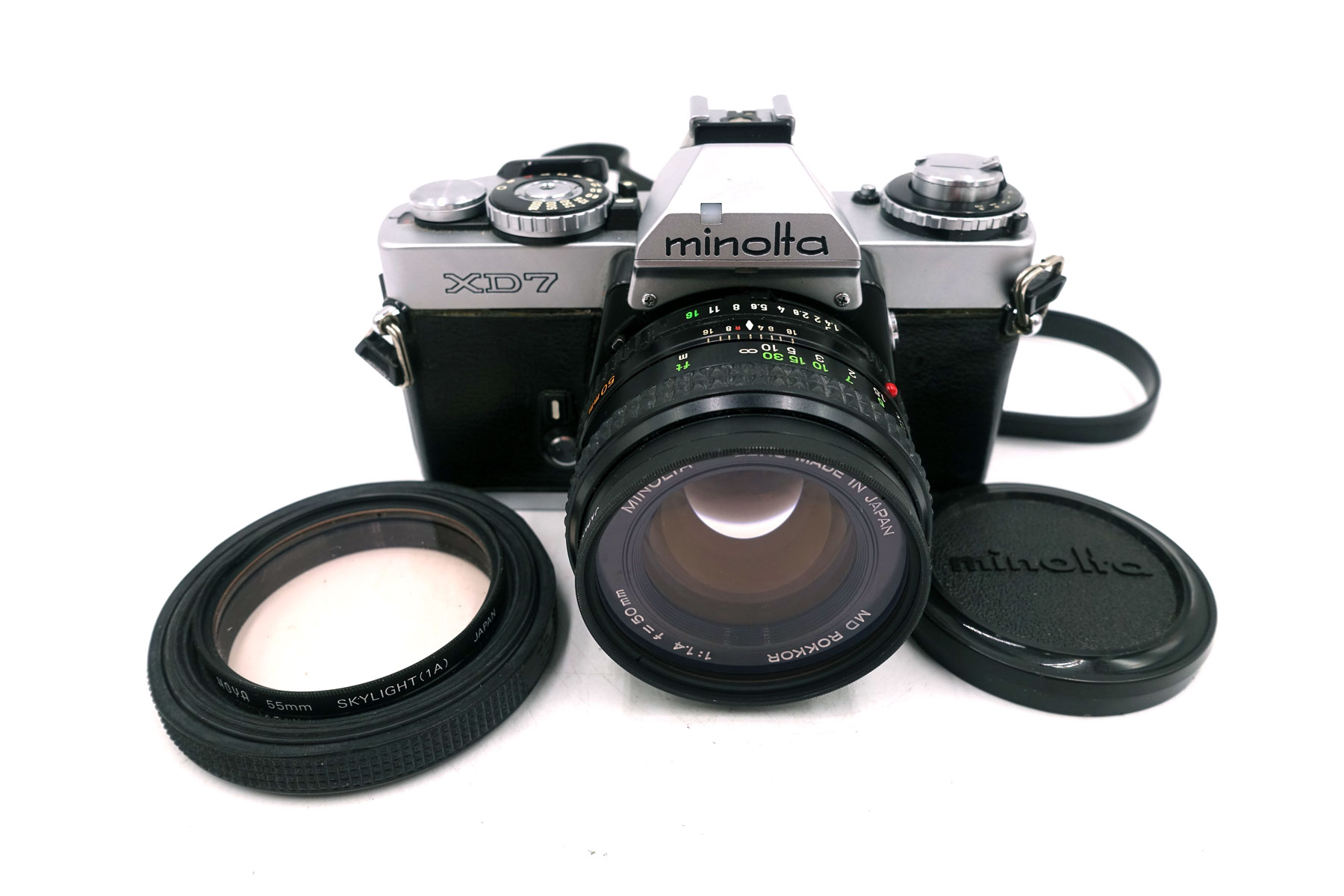 Minolta XD-7 mit MD Rokkor 50mm f/1.4 – Legendäre analoge Spiegelreflexkamera mit lichtstarkem Standardobjektiv